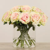 Flowers-Artificial Rose Arrangement in Glass Vase-Bloomr