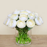 Artificial Ranunculus Arrangement in Glass Vase