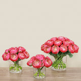 Artificial Ranunculus Arrangement in Glass Vase