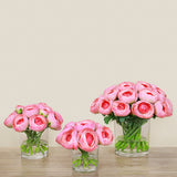 Artificial Ranunculus Arrangement in Glass Vase