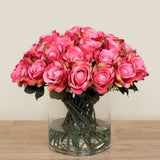 Artificial Rose Arrangement in Glass Vase