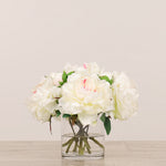 Artificial Peony Arrangement in Glass VaseBloomr