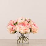 Artificial Peony Arrangement in Glass VaseBloomr