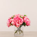 Artificial Peony Arrangement in Glass VaseBloomr