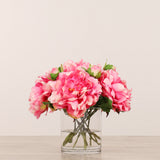 Artificial Peony Arrangement in Glass VaseBloomr