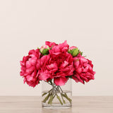 Artificial Peony Arrangement in Glass VaseBloomr