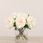 Artificial Peony Arrangement in Glass VaseBloomr