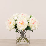 Artificial Peony Arrangement in Glass VaseBloomr