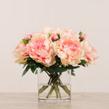 Artificial Peony Arrangement in Glass VaseBloomr