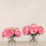 Artificial Peony Arrangement in Glass VaseBloomr