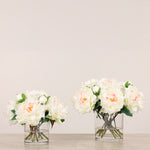 Artificial Peony Arrangement in Glass VaseBloomr