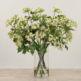 Artificial Queen Anne's Lace Spray Arrangement in Glass Vase