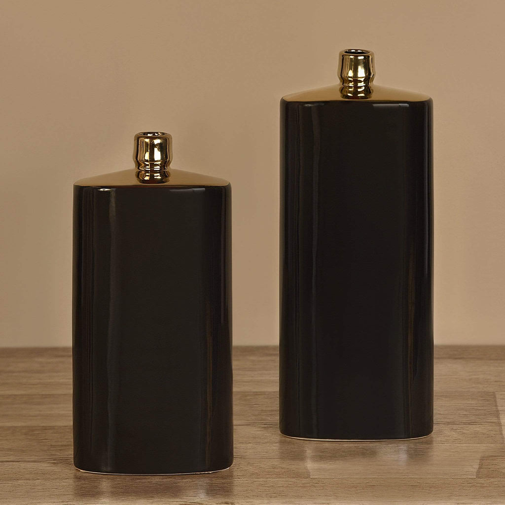 Ceramic Black & Gold Vase - Bloomr