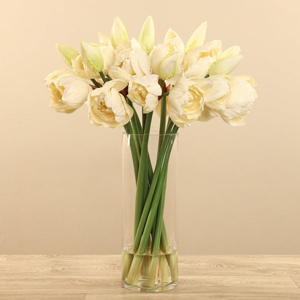 Artificial Amaryllis Arrangement in Glass Vase - Bloomr