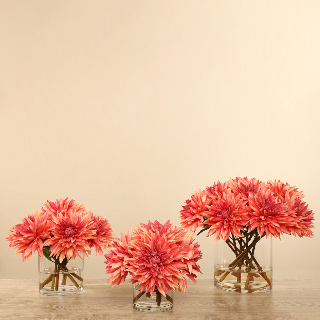 Artificial Dahlia Arrangement in Glass Vase - Bloomr