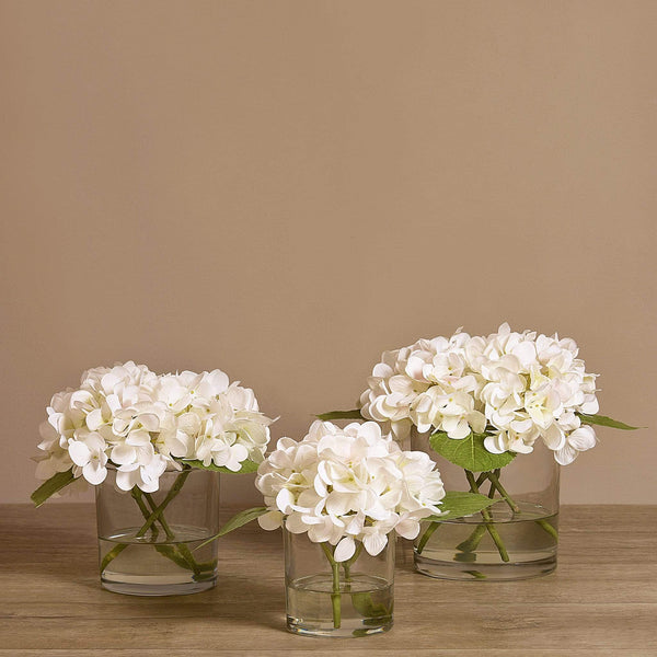 Artificial Hydrangea Arrangement in Glass Vase - Bloomr
