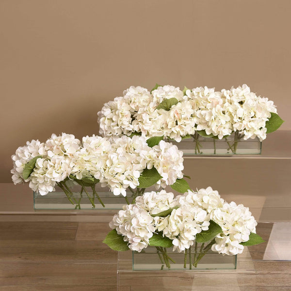 Artificial Hydrangea Arrangement in Glass Vase - Bloomr