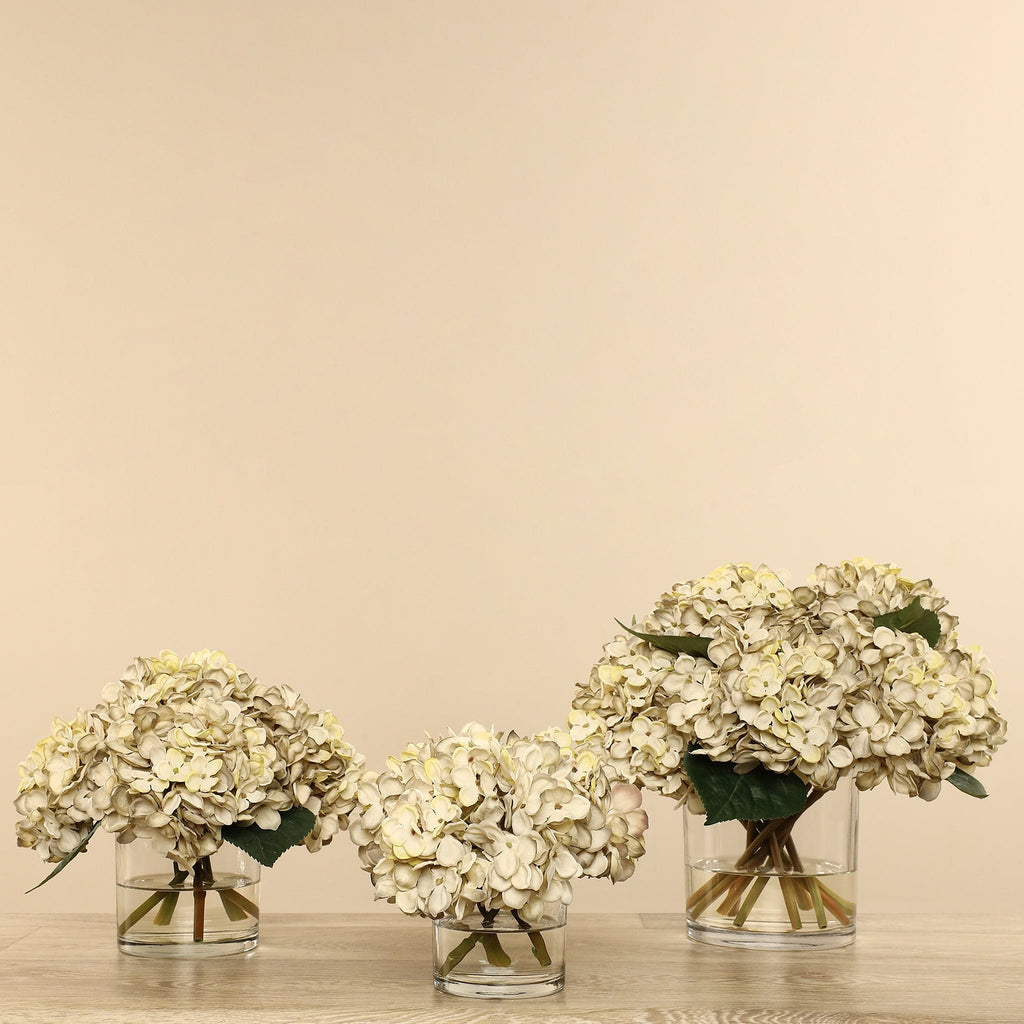 Artificial Hydrangea Arrangement in Glass Vase - Bloomr