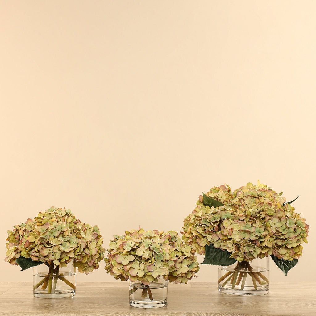 Artificial Hydrangea Arrangement in Glass Vase - Bloomr