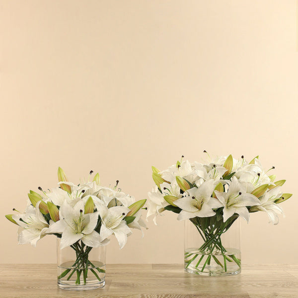 Artificial Lily in Glass Vase - Bloomr