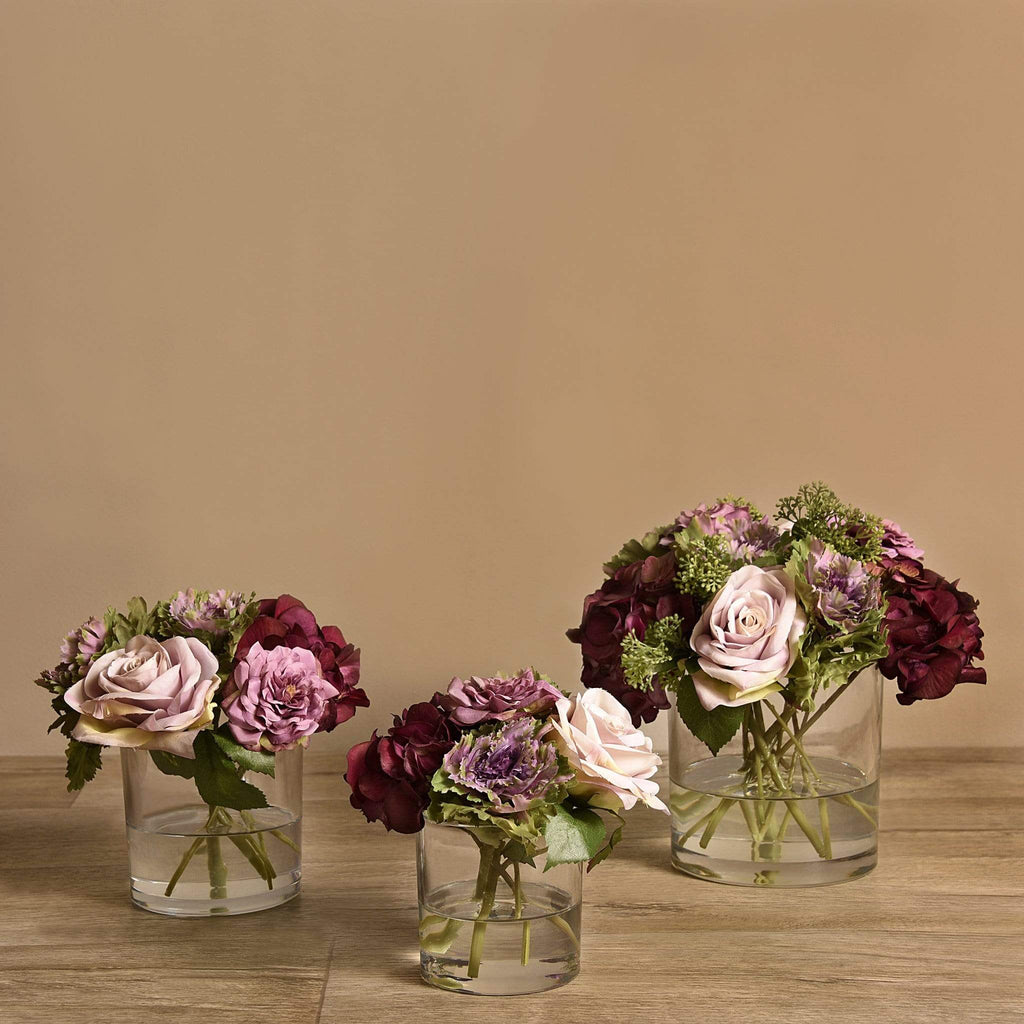 Artificial Mixed Flower Arrangement in Glass Vase - Bloomr