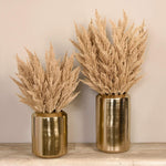 Artificial Pampas Arrangement in Gold Metal Vase - Bloomr