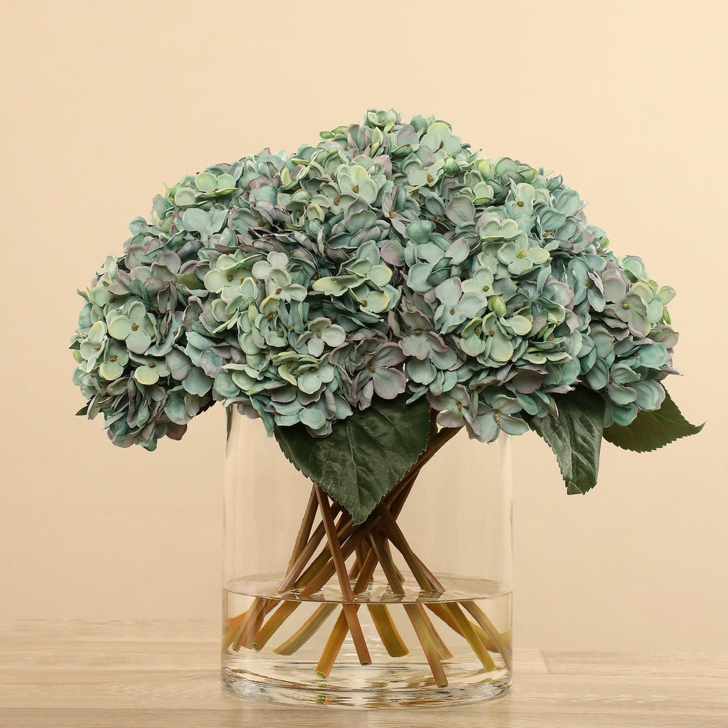 Artificial Hydrangea Arrangement in Glass Vase - Bloomr