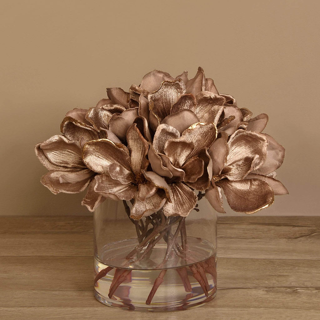Velvet Magnolia in Glass Vase - Bloomr
