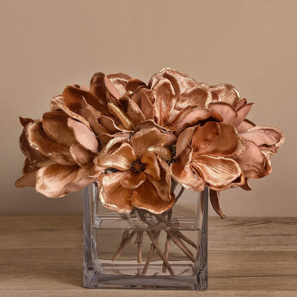 Velvet Magnolia in Glass Vase - Bloomr