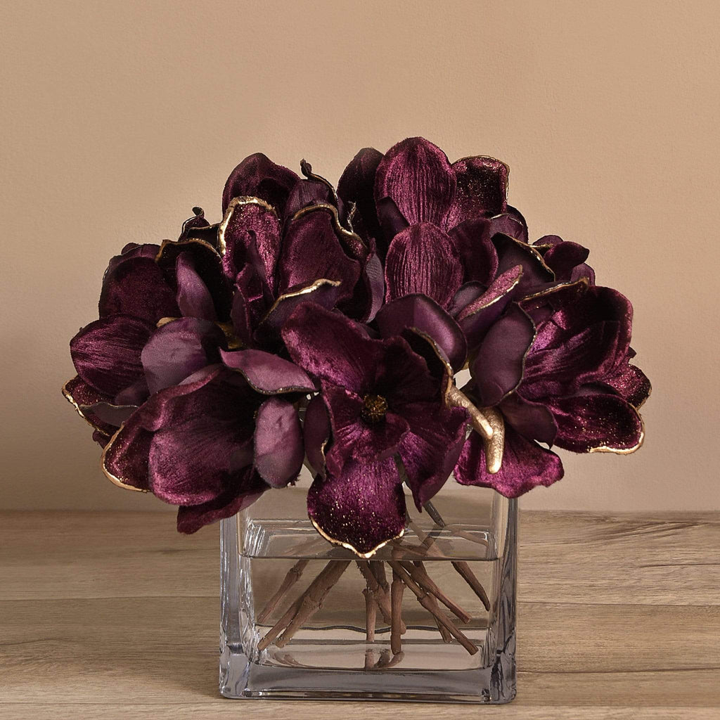 Velvet Magnolia in Glass Vase - Bloomr