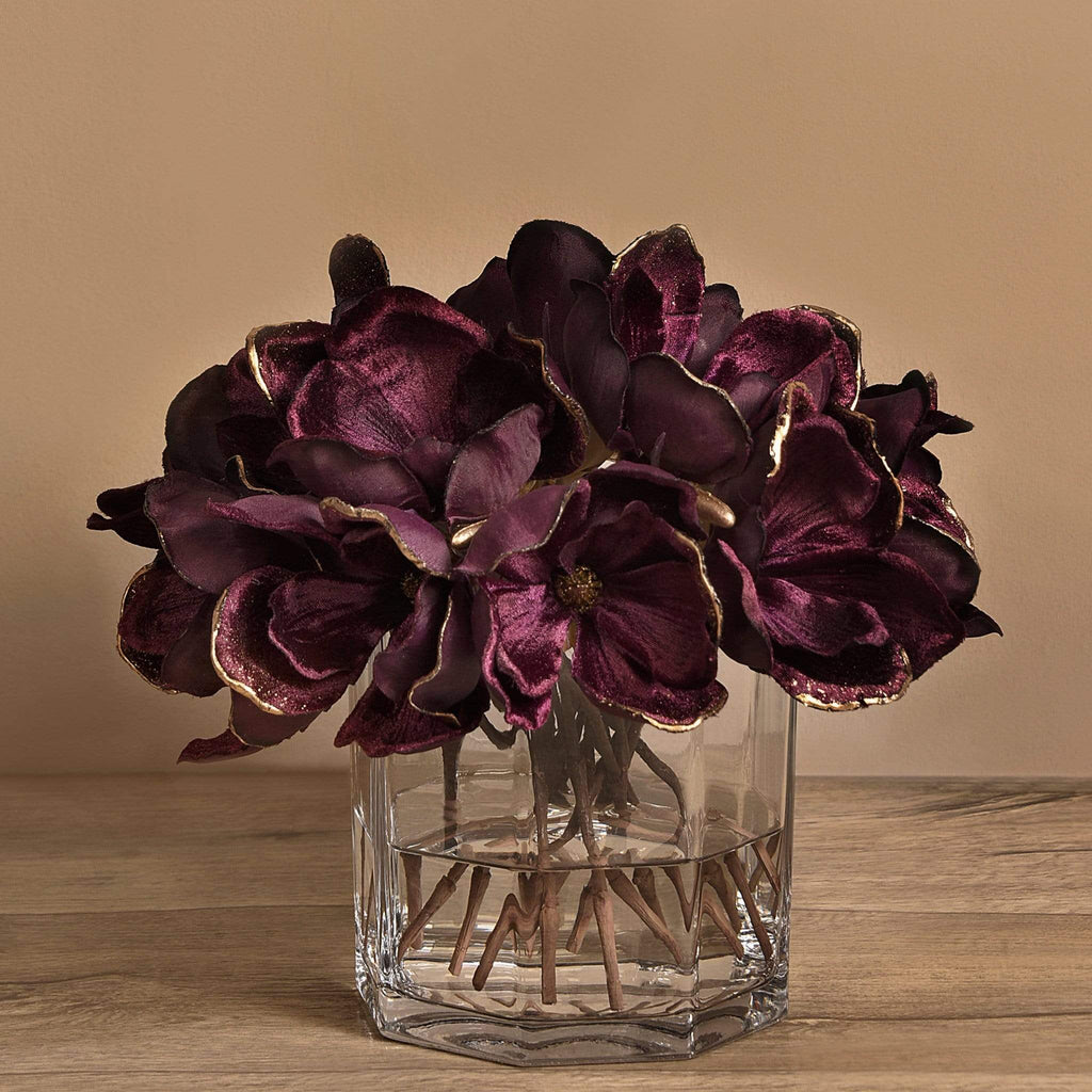 Velvet Magnolia in Glass Vase - Bloomr