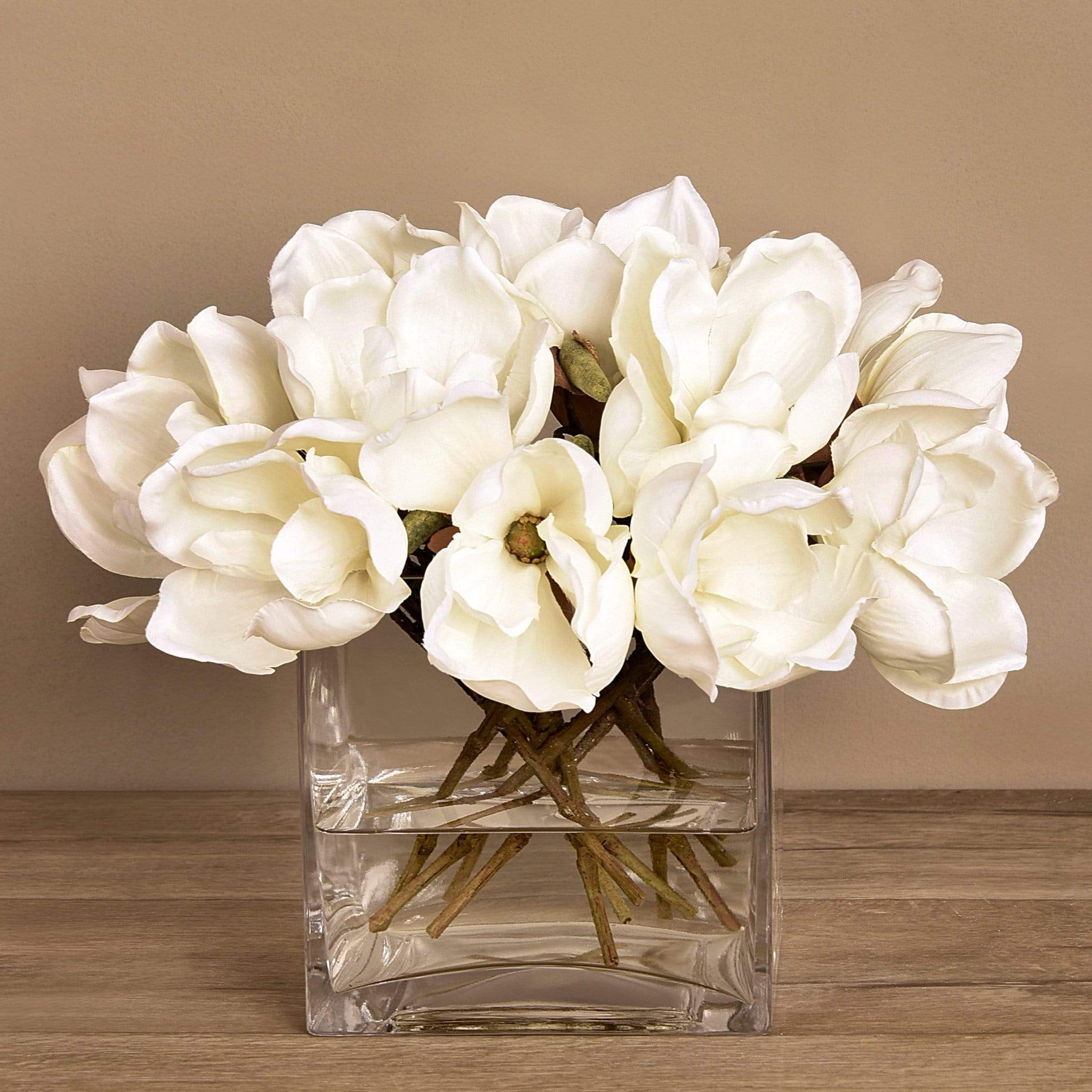 Artificial Magnolia in Glass Vase - Bloomr