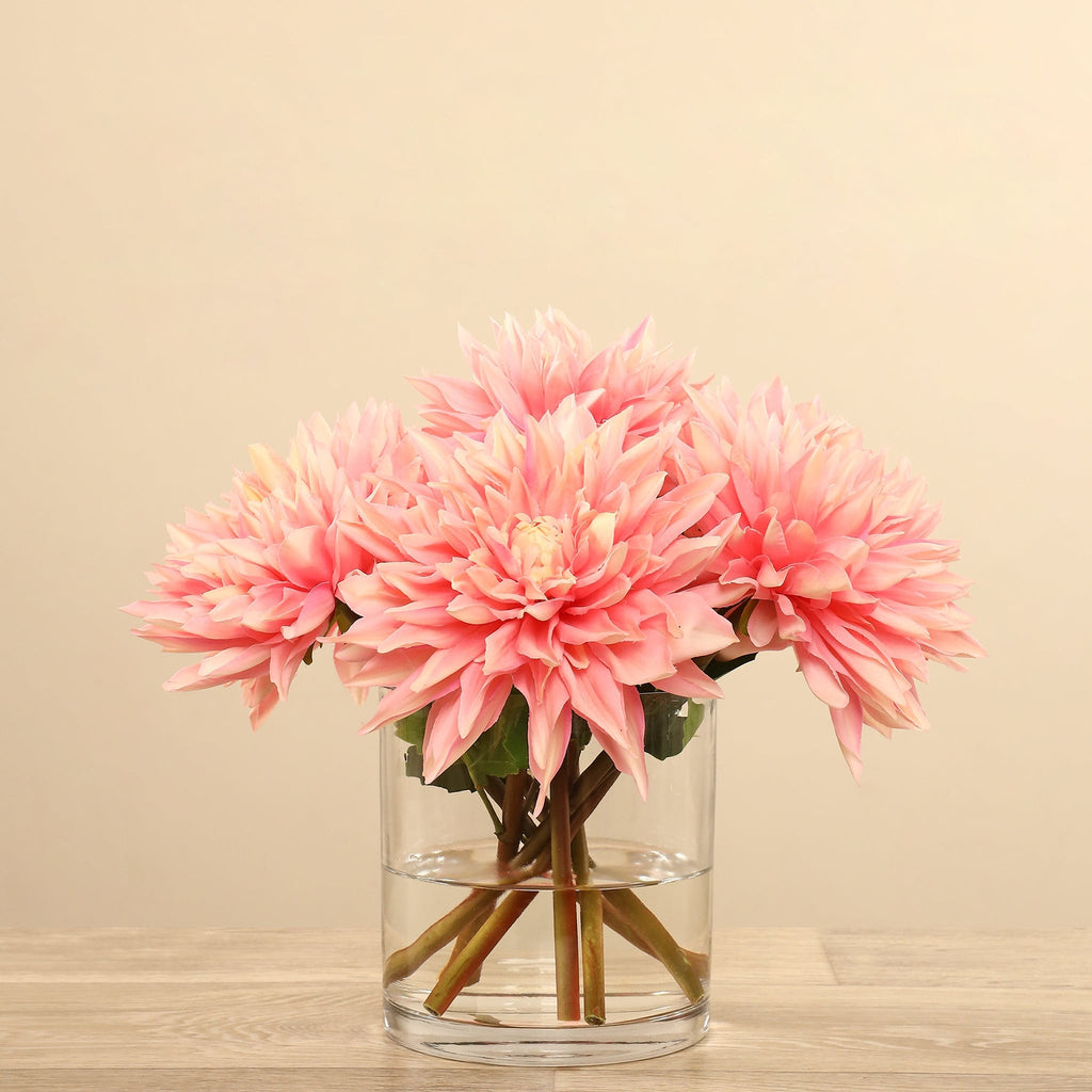Artificial Dahlia Arrangement in Glass Vase - Bloomr