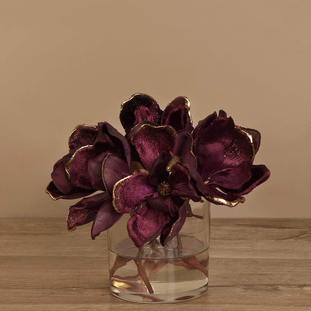 Velvet Magnolia in Glass Vase - Bloomr