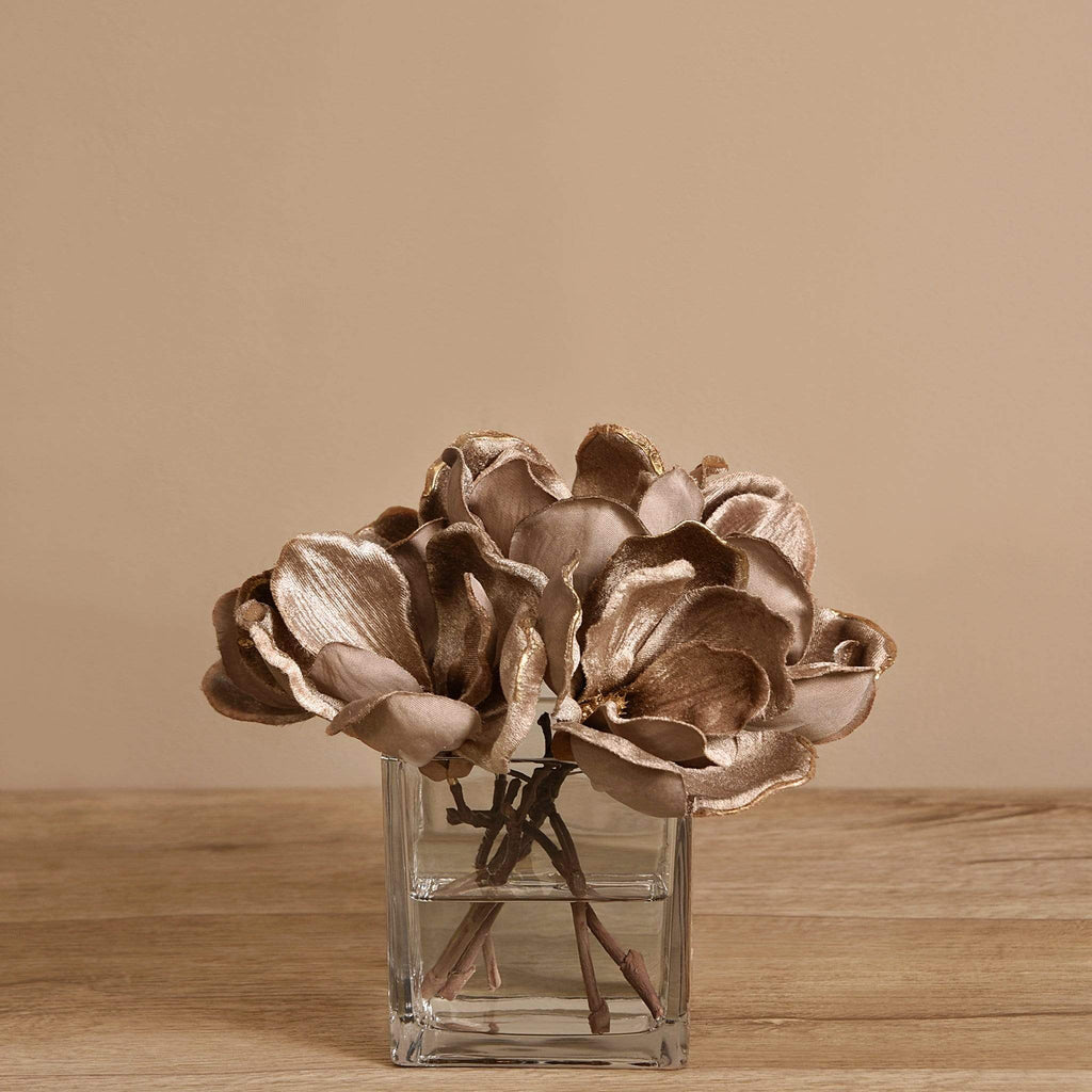 Velvet Magnolia in Glass Vase - Bloomr