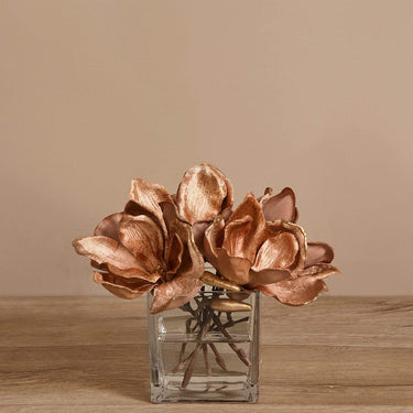 Floral Arrangement-Velvet Magnolia in Glass Vase-Bloomr