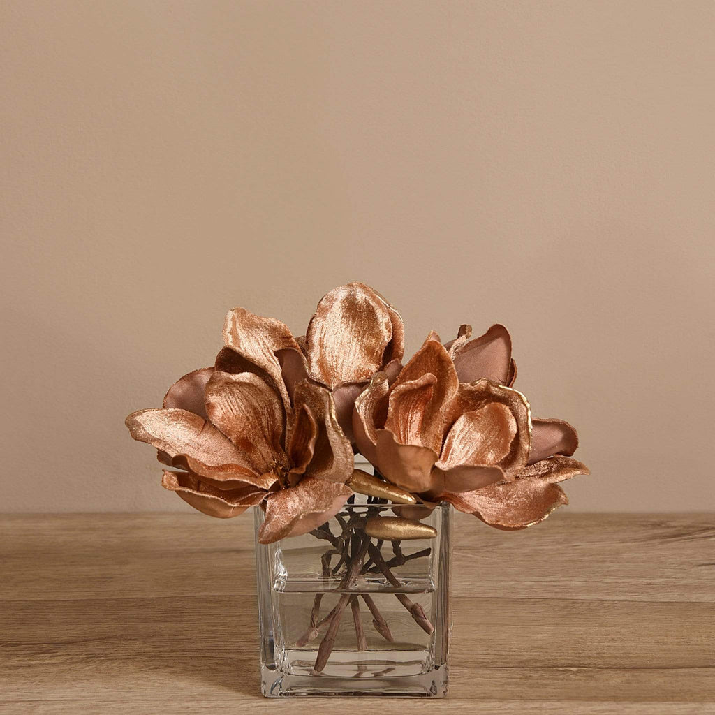 Velvet Magnolia in Glass Vase - Bloomr