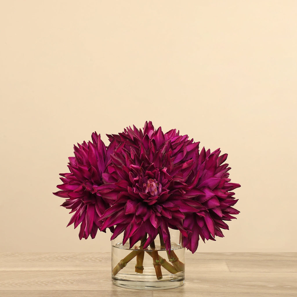 Artificial Dahlia Arrangement in Glass Vase - Bloomr
