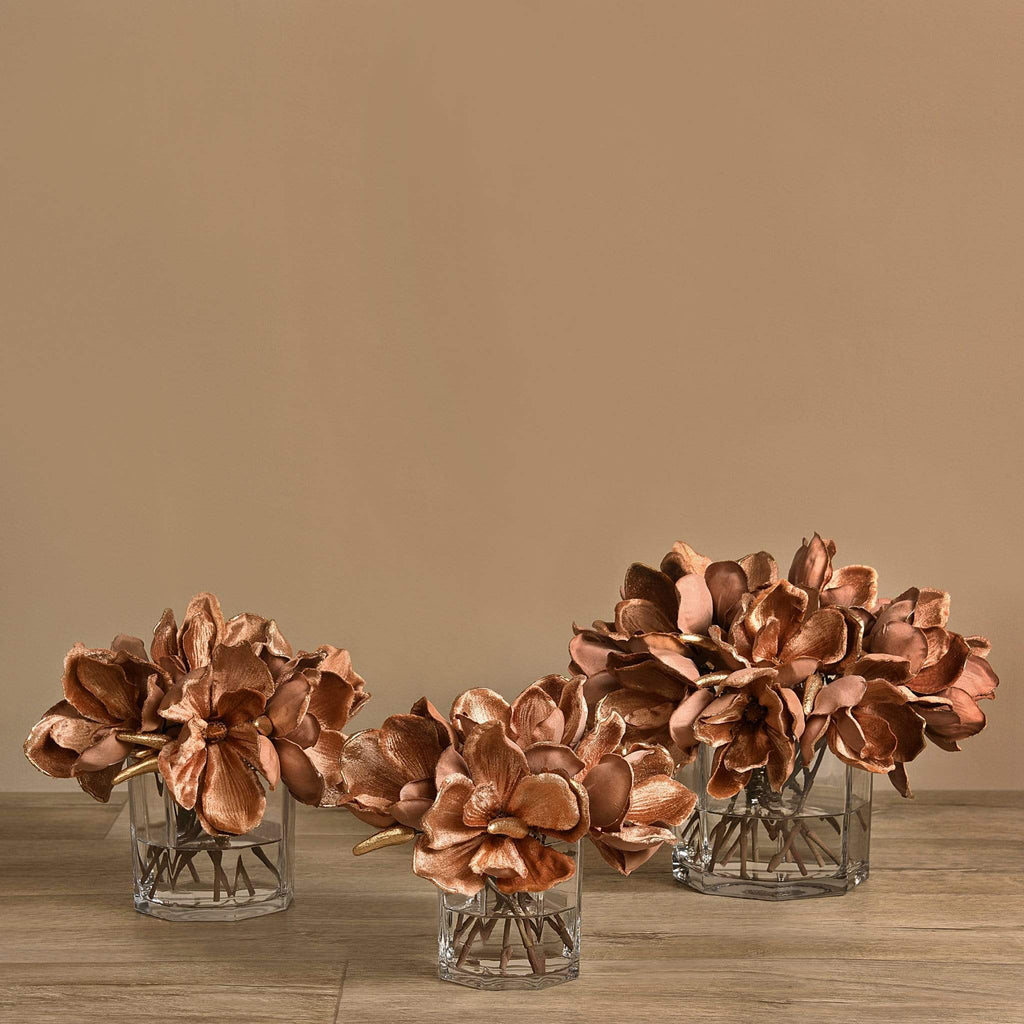 Velvet Magnolia in Glass Vase - Bloomr