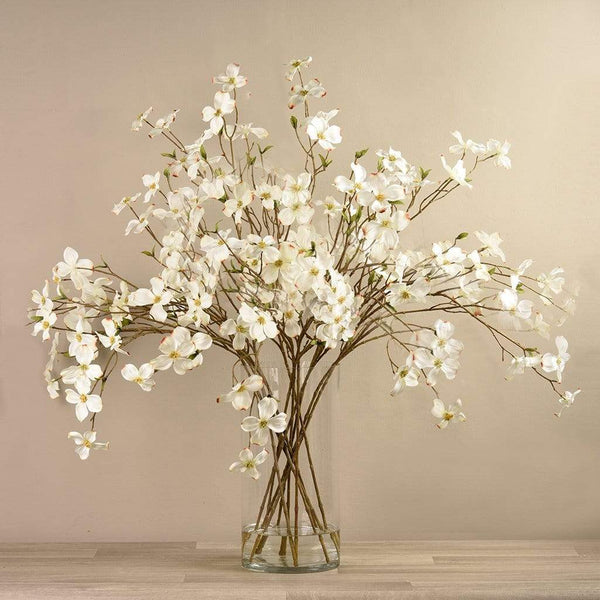 Artificial Dogwood Arrangement in Glass Vase - Bloomr