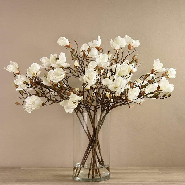 Artificial Magnolia in Glass Vase - Bloomr