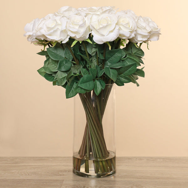 Artificial Rose Arrangement in Glass Vase - Bloomr