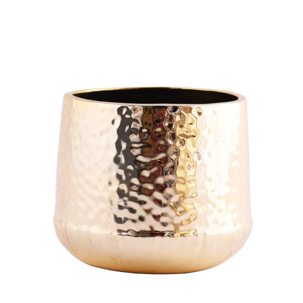 Round Ceramic Gold Pot - Bloomr